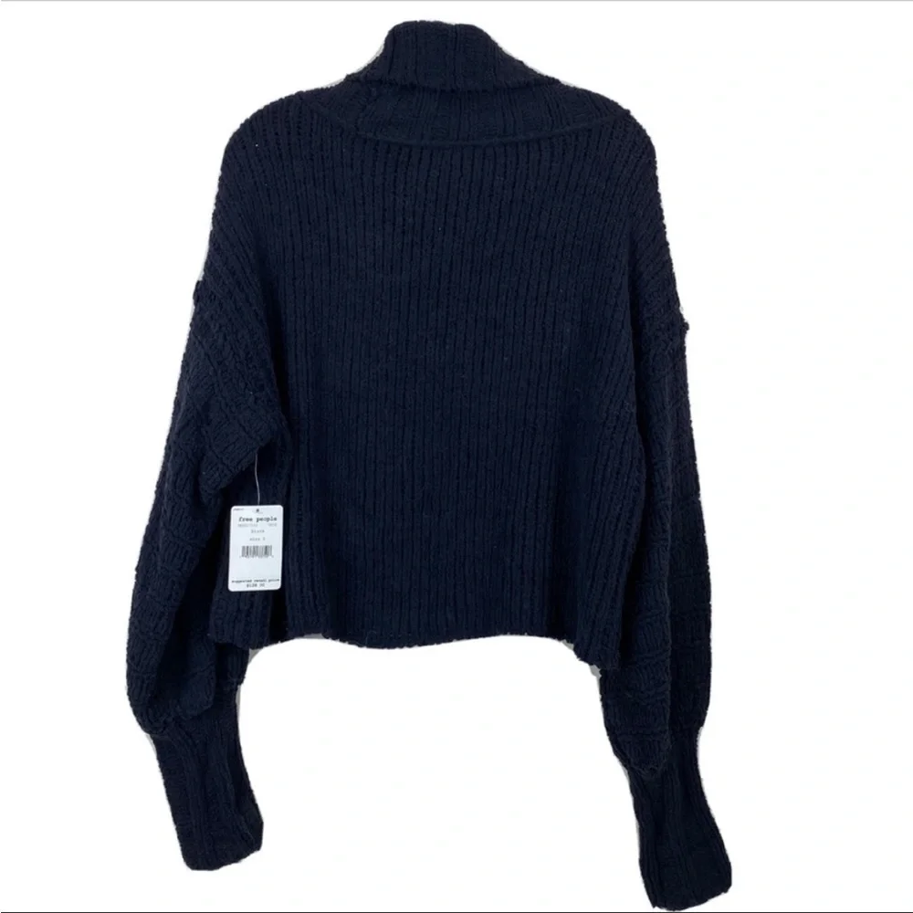 Free People Be Yours Pullover Cowl Neck Knit Sweater Black XS - Picture 4 of 6